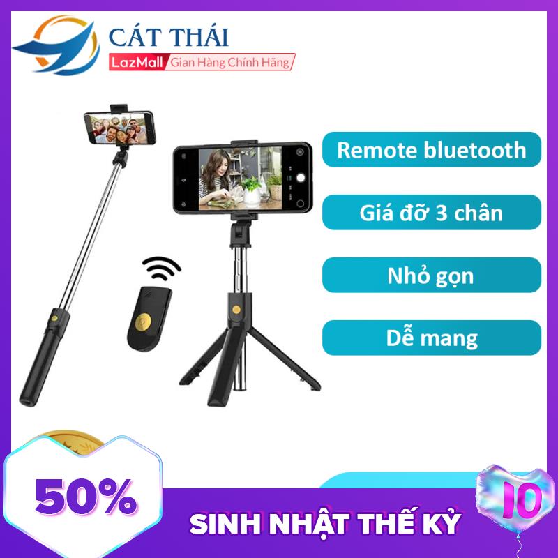 Gậy chụp hình selfie Cát Thái K07 có giá đỡ 3 chân điều chỉnh độ cao, nhỏ gọn dễ mang theo, remote bluetooth chụp ảnh từ xa rất tiện lợi, dùng được với nhiều dòng điện thoại