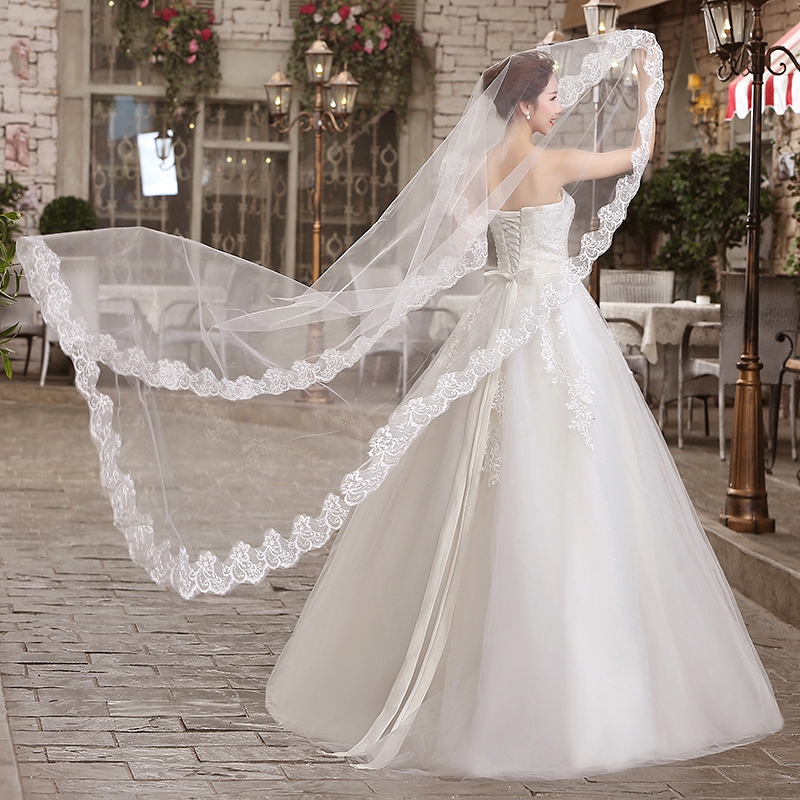 Malaysia Stock Buycycle 3 Meter Bridal Veil Lace Veil Petal Veil Lace