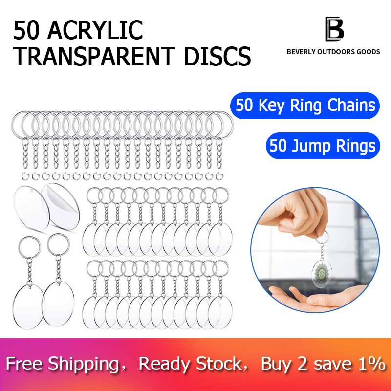 150 Pcs 2 Inches Acrylic Transparent Discs and Key Chains Set, Clear Blank  Acrylic Discs Round for DIY Projects 