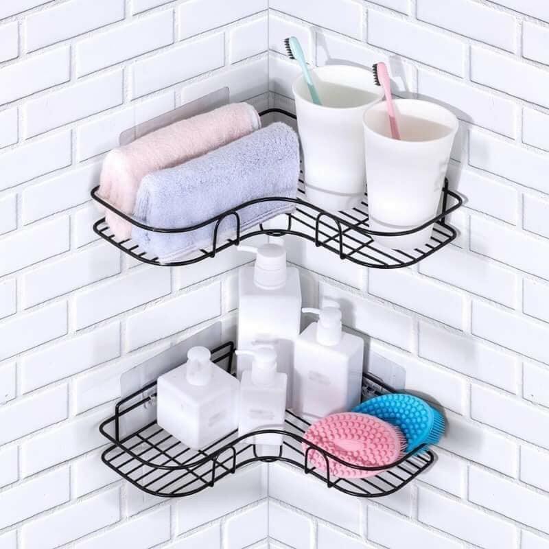 Kệ góc đa năng dán tường siêu chắc màu đen ( đã bao gồm miếng dán)