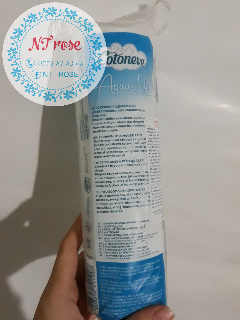 BÔNG TẨY TRANG AQUA LIFE COTONEVE 70 miếng