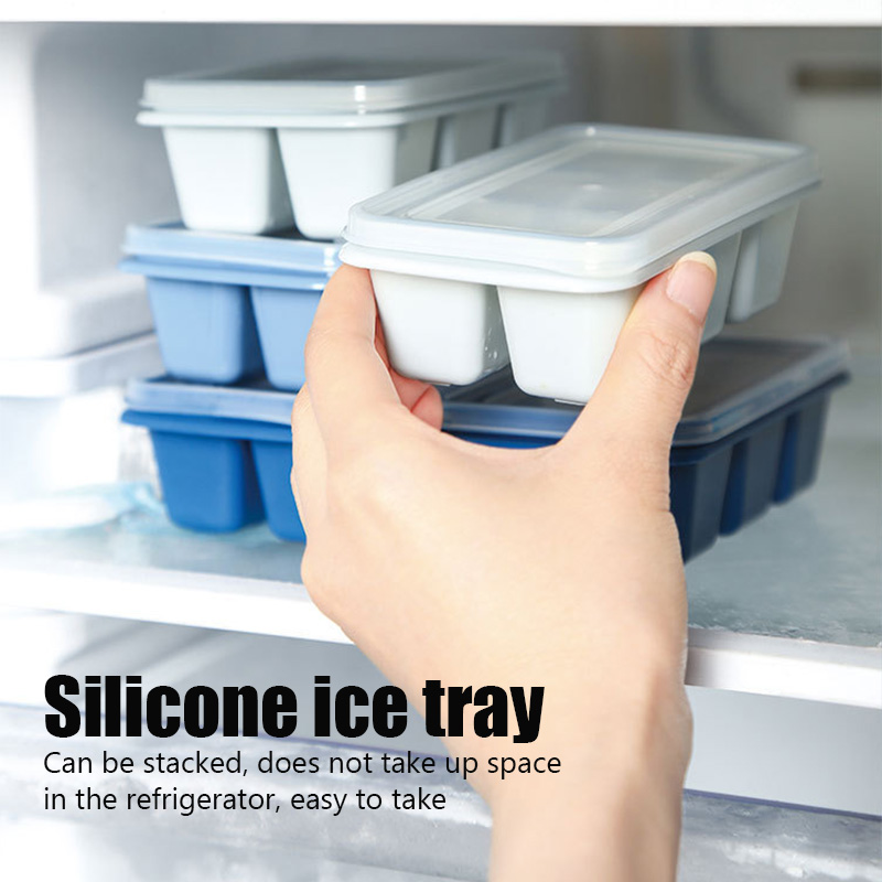 Silicone Ice Cube Maker Trays with Lids Small Square Mold Ice Maker Kitchen Tools Accessories Ice Mold