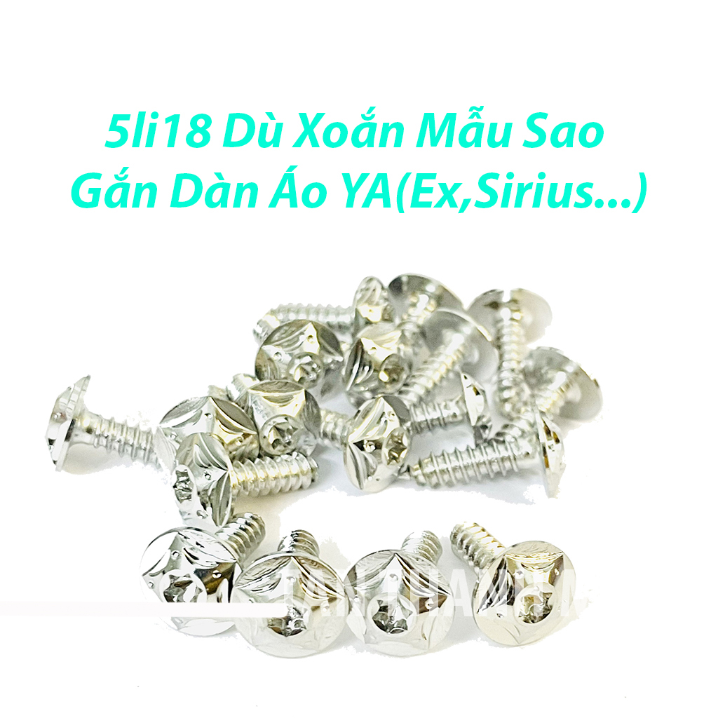 Bộ 10 ỐC Xoắn Salaya 5li18 Gắn Dàn Áo Yamaha Ex/Sirus, Pô E Các Dòng Tay Ga- PTTT