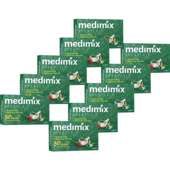  combo sỉ 10 bánh xà phòng Medimix 18 loại thảo dược cải thiện mụn lưng 