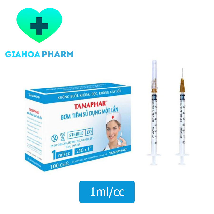 [HCM]Bơm tiêm / Ống tiêm (Xy lanh) dùng 1 lần Tanaphar 1ml (1cc) (bơm th uốc, sữa, thức ăn...)