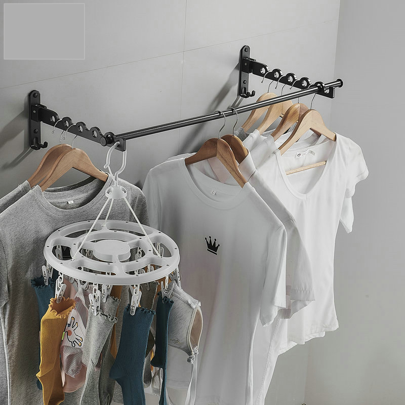 【Free Glue】Aluminum Foldable Wall Clothes Hanger，Wall Mounted