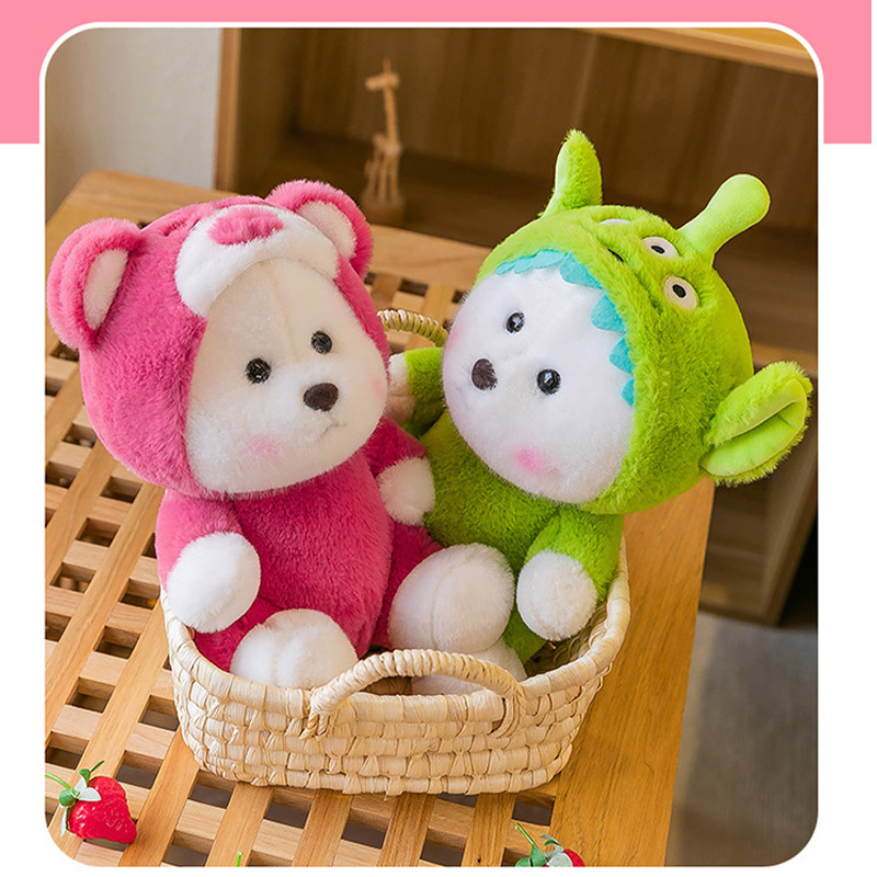 IP Lena Bear plush toy cross-dressing bear plush toy transforms into strawberry bear Stitch sleeping pillow birthday gift