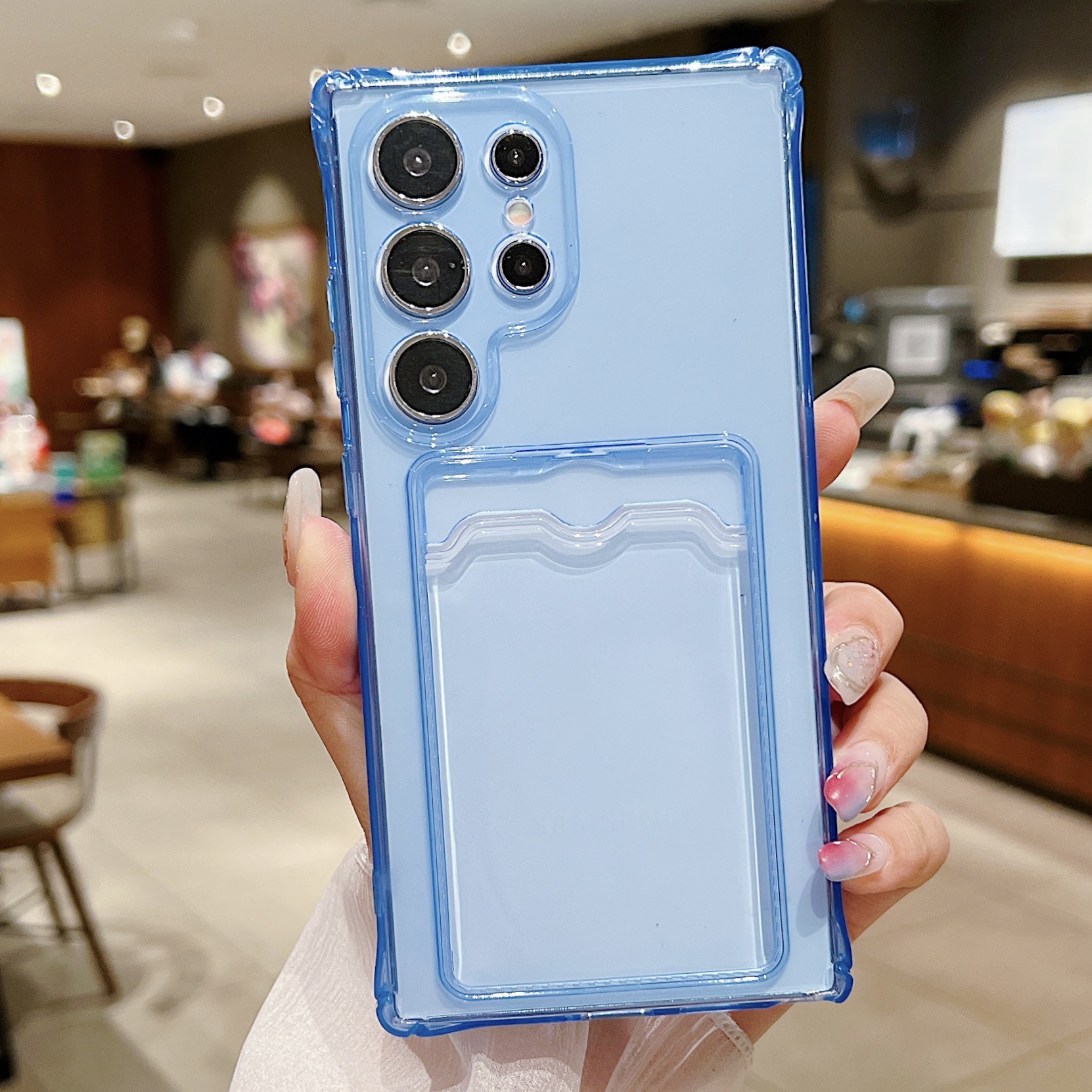 Samsung Galaxy S23FE Case with Card Holder - Clear Transparent Shockproof Cover with Air Cushion Corners. 