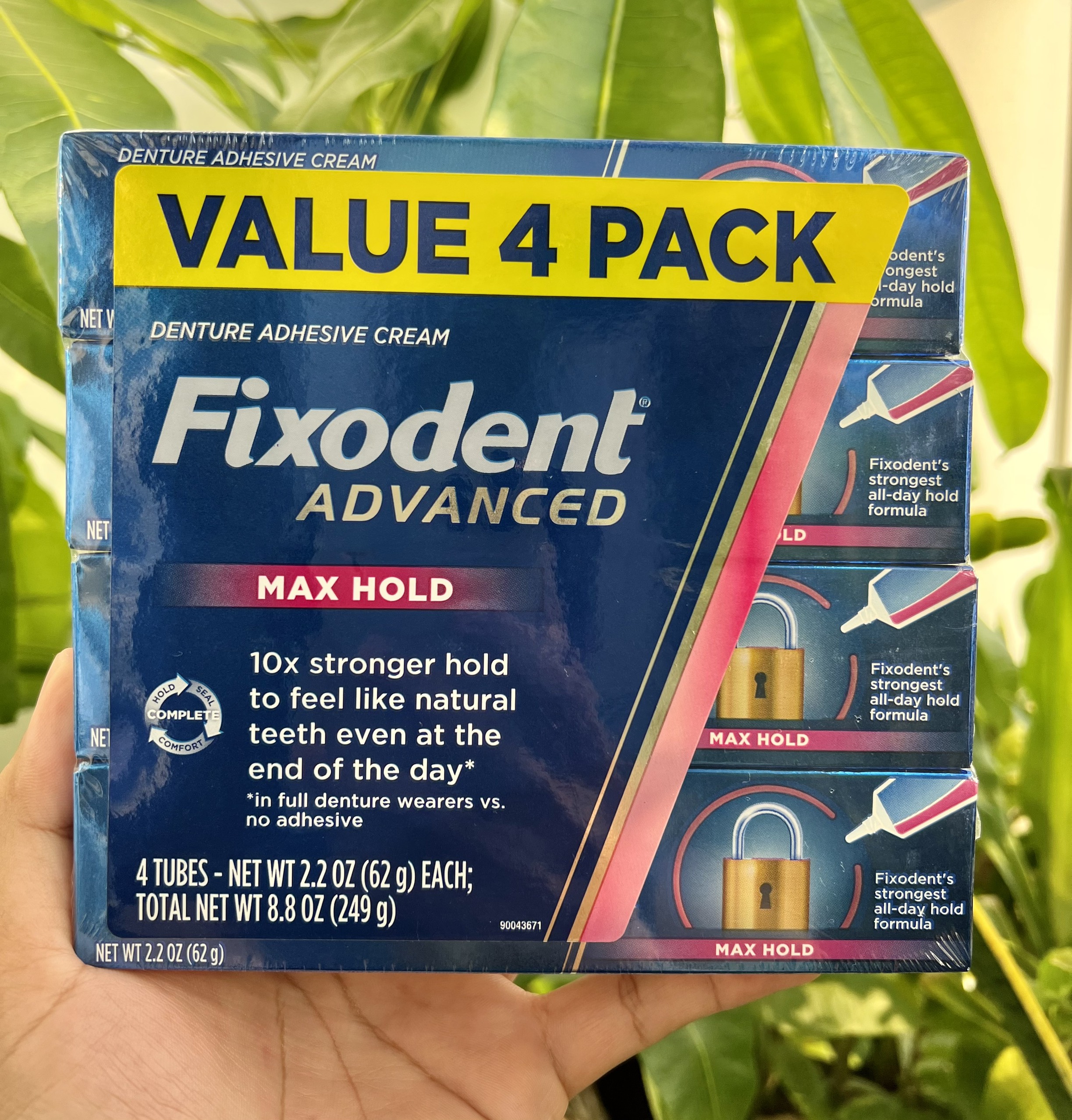 [CAO CẤP] Keo dán hàm răng giả hàm tháo lắp Fixodent Advance MaxHold 62g/ Mỹ