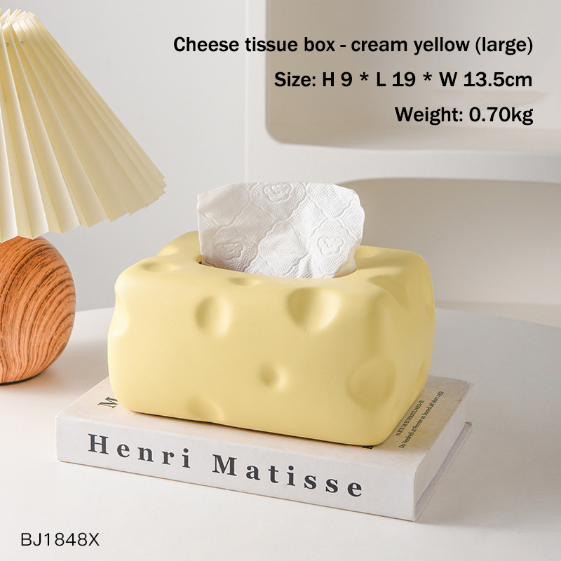 Modern Light Luxury Cheese Ceramic Tissue Box Decoration Home Living Room Tea Table Table Advanced Paper Drawer Box Soft Decoration