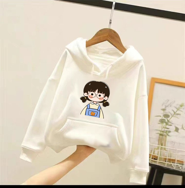 Áo hoodie cô gái 3d đeo kính cho bé gái phom rộng chất nỉ size từ 9 đến 65kg