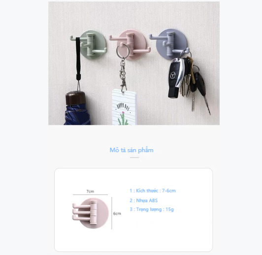 Móc treo đồ dán tường - 3 Chấu
