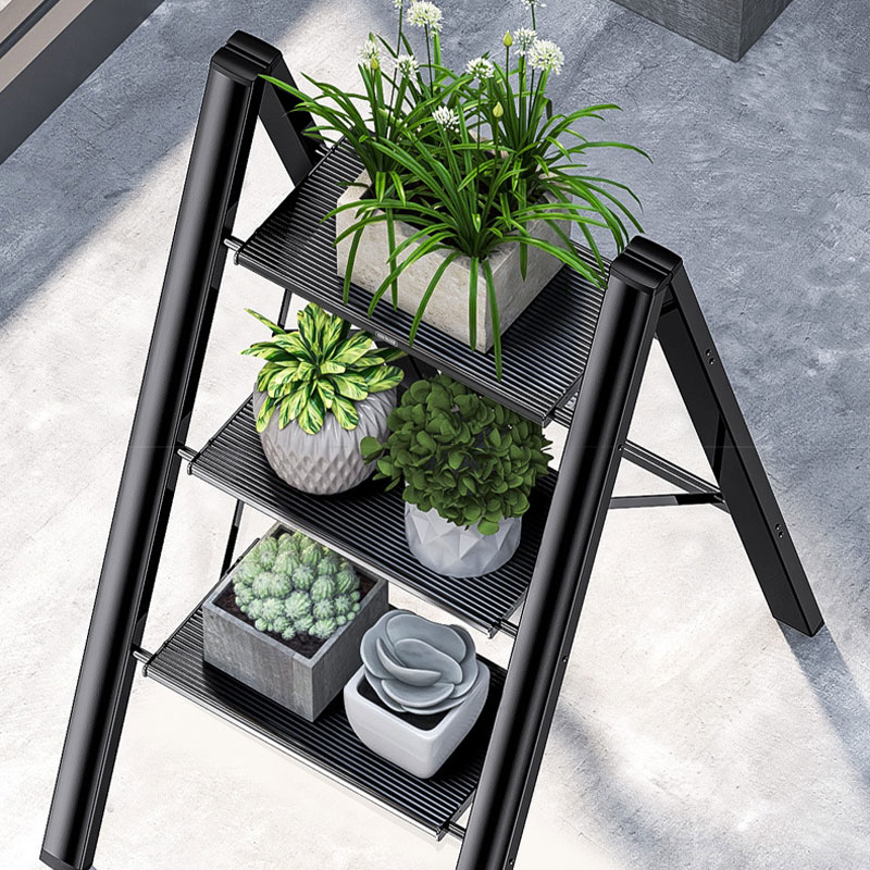 Household multi-functional folding ladder thickened aluminum alloy herringbone ladder trellis three-step staircase portable small stepladder stool