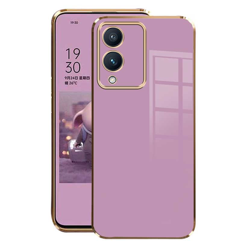 Vivo Y17s Y17 Y12 Y19 Y11 Y15หรูหราเคสใส่โทรศัพท์ตรงขอบซิลิโคนกัน