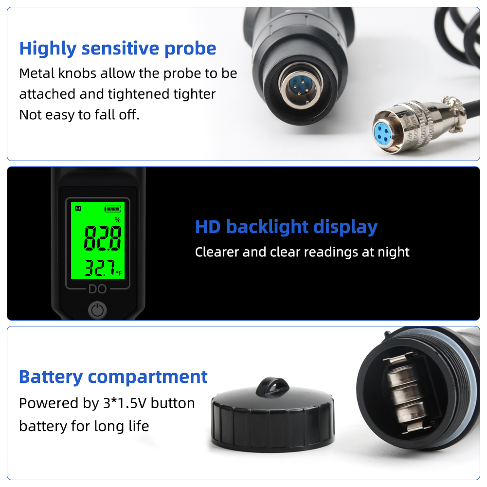 Digital Dissolved Oxygen Meter D09100 Professional Dissolved Oxygen Analyzer Oxygen Concentration Tester 0 0-40.0 Mg/l. 
