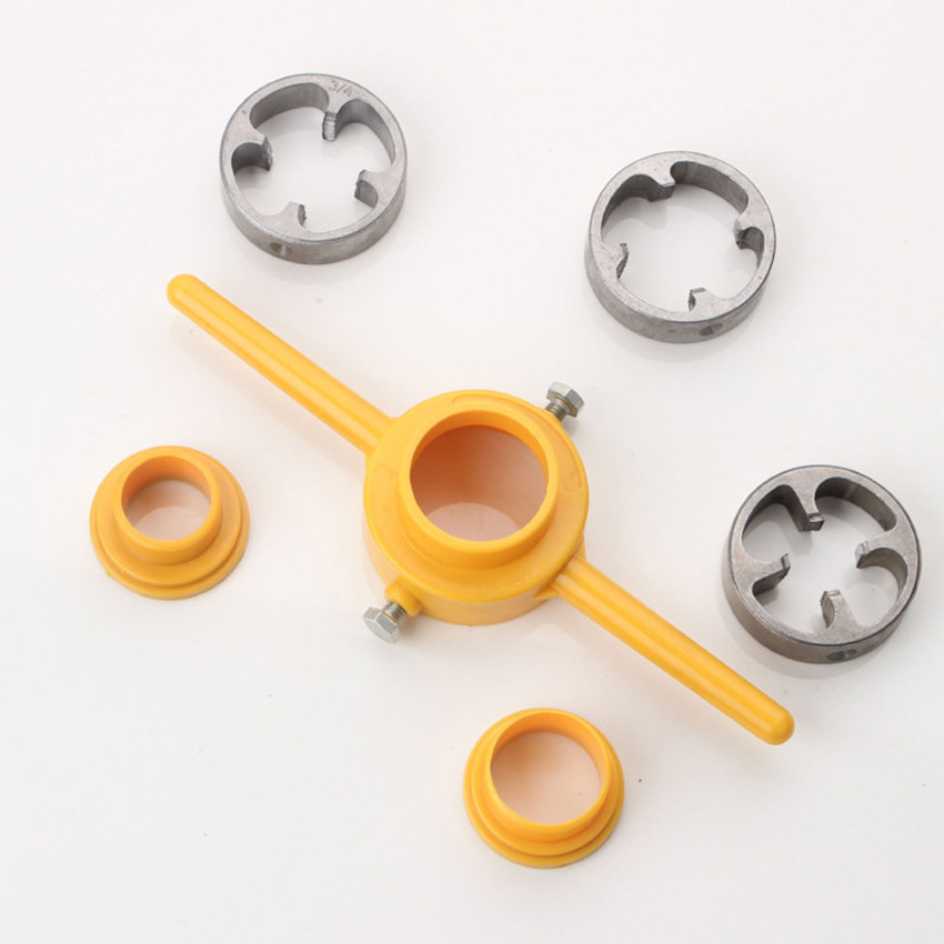 6pcs pvc pipe threader npt thread tap die set powerful 1/2 3/4 1 inch plumbing pvc thread tool maker screw die set hand tool