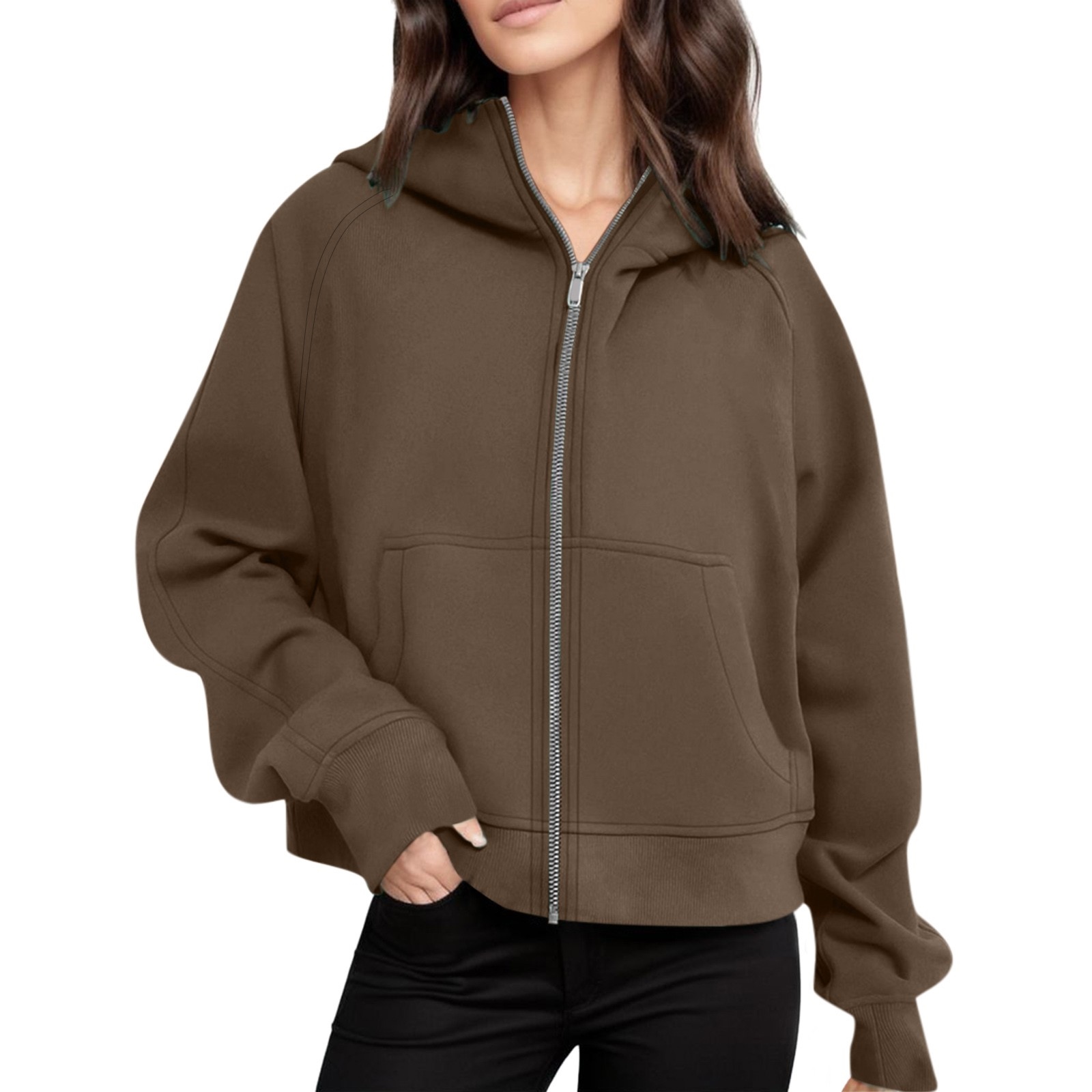 jacket aesthetic korean style hoodie jacket women Fleece Oversize Hoodies  Sweatshirts Women Zip Up Cropped Full Zipper Pullover 2023 Winter Trendy  Hooded Outdoor Clothes Pocket | Lazada PH