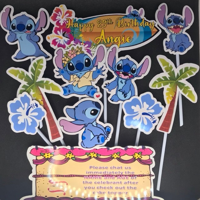 STITCH CAKE TOPPERS with personalized name at age.