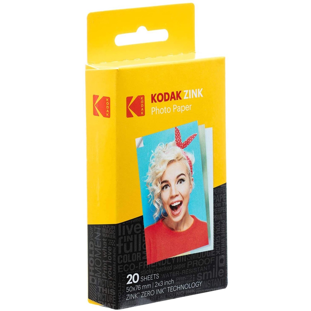 【Mingle Store】 Kodak ZINK photo paper 2 x3inch sticky back 20 Sheets for Kodak Smile Kodak Step