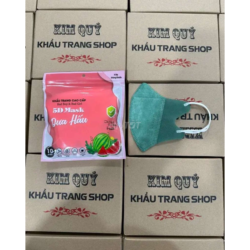 Thùng 200 chiếc khẩu trang 5D dưa hấu
