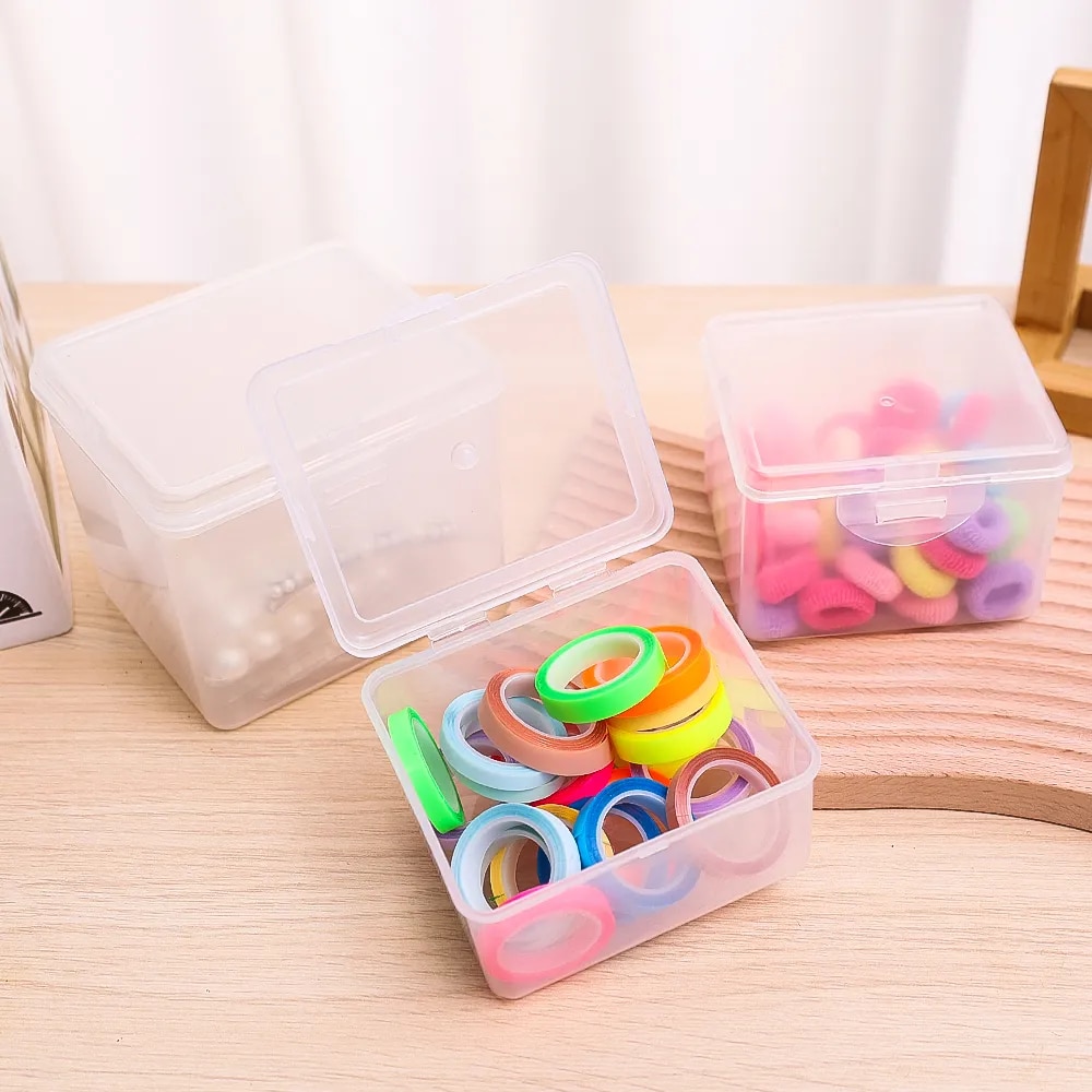 Rõ ràng Hộp đựng có nắp lưu trữ cho đồ trang sức văn phòng phẩm Mũ nón hình chữ nhật Nhựa Bộ sưu tập trường hợp đa năng hộp đồ sắp xếp gia dụng