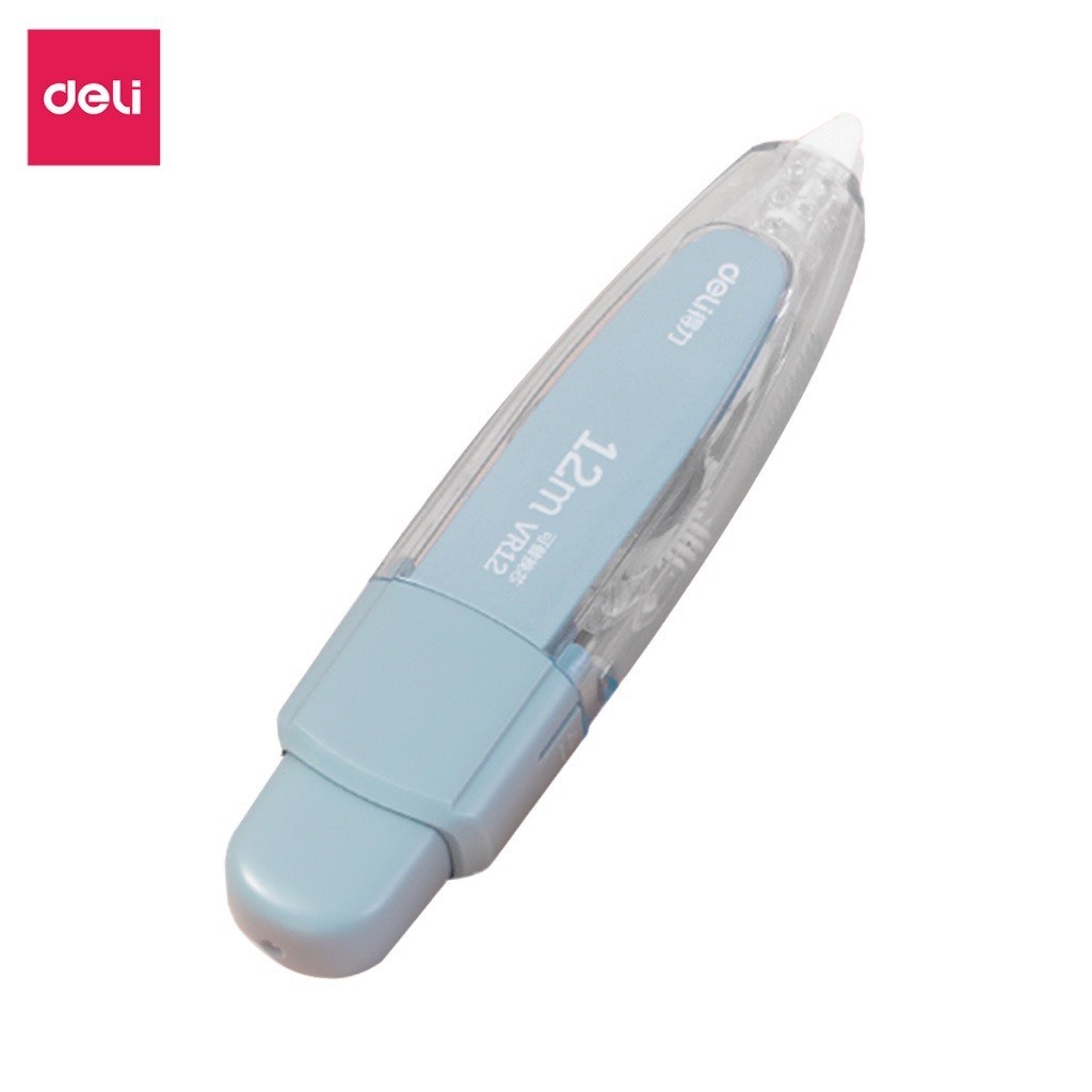 Bút xóa băng có nút bấm 12m deli - xóa sạch phủ kín khô nhanh viết đè lên ngay - băng xoá kéo cho học sinh văn phòng