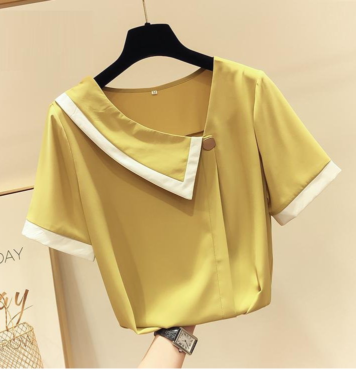 ÁO KIỂU NỮ CỔ ĐẮP CHÉO PHỐI NÚT