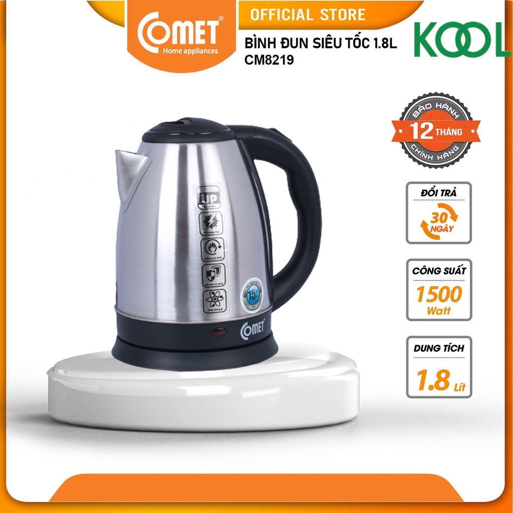 Bình đun siêu tốc 1.8L COMET - CM8219 chính hãng ( hoả tốc TPHCM )