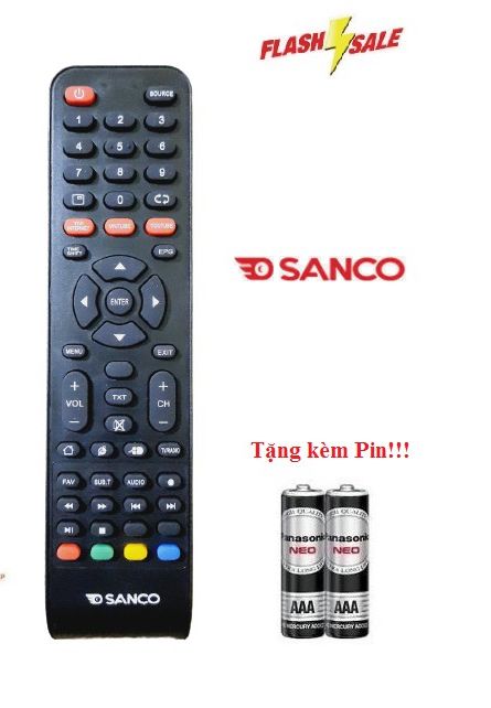_ remote điều khiển tivi sanco led/lcd/smart tv- hàng chính hãng theo tv 100% tặng kèm pin