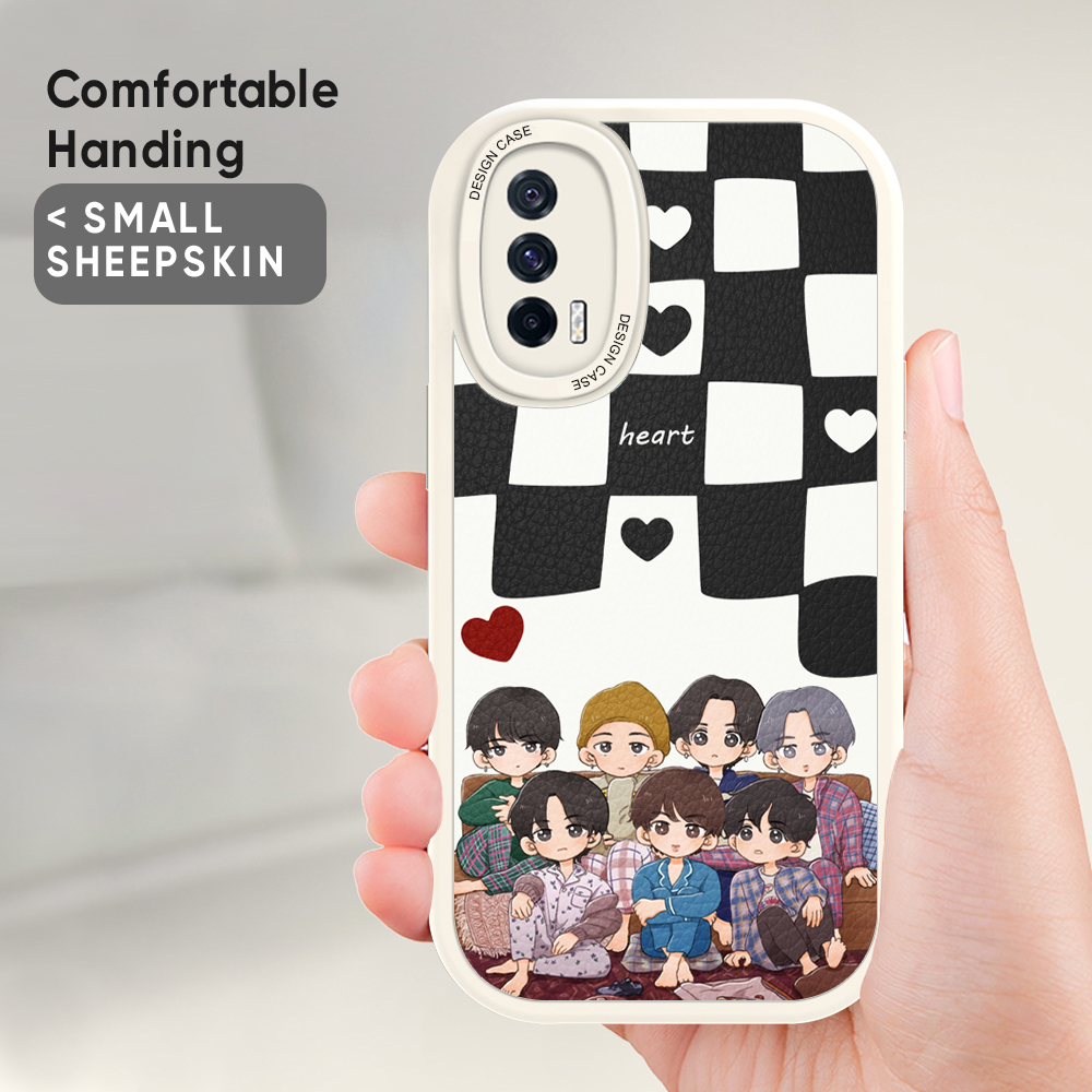 Jizetin Leather Case For iPhone 14 Plus iPhone 14 iPhone 14 Pro iPhone 14 Pro Max Slim Popular Korea Boy Group BTS Leather Back Casing PU Leather Cover Phone Case