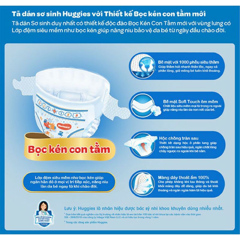 Tã dán Huggies sơ sinh Nb74/S56