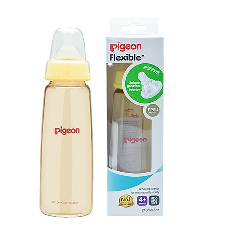 Bình sữa cổ hẹp Pigeon nhựa PPSU cao cấp 240ml - bình sữa cổ thường Pigeon - binh sua co nho cho be