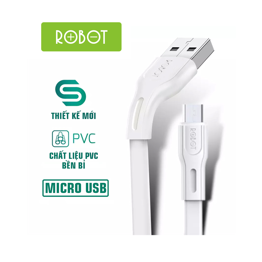 Cáp Sạc Lightning/Micro/Type-C ROBOT RDL/RDC/RDM cáp dài 1 mét tương thích với Iphone Ipad Samsung Xiaomi Oppo Vivo Huawei l HÀNG CHÍNH HÃNG