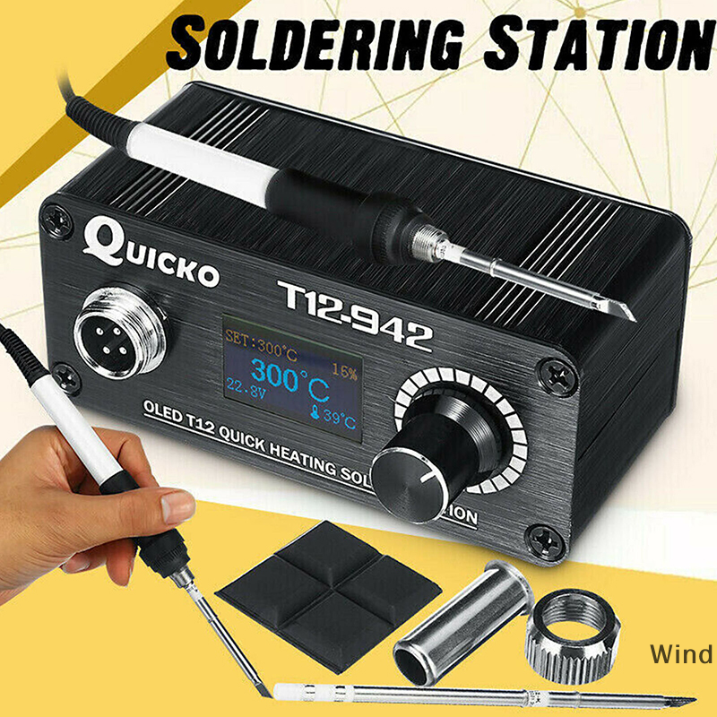 Wind t12-942 trạm hàn kỹ thuật số oled mini tay cầm t12-907 + đầu t12-k