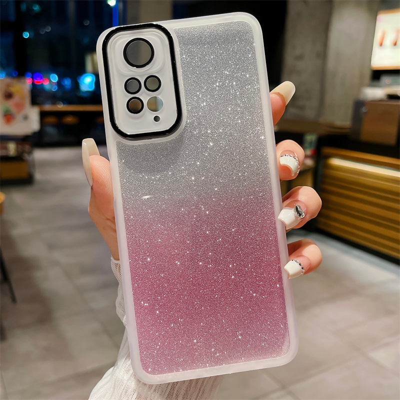 Casing for redmi note 11s / redmi note 11 / redmi note 11 pro / redmi note 10s / redmi note 10 / redmi note 10 pro luxury laser glass lens film tpu shockproof soft phone case