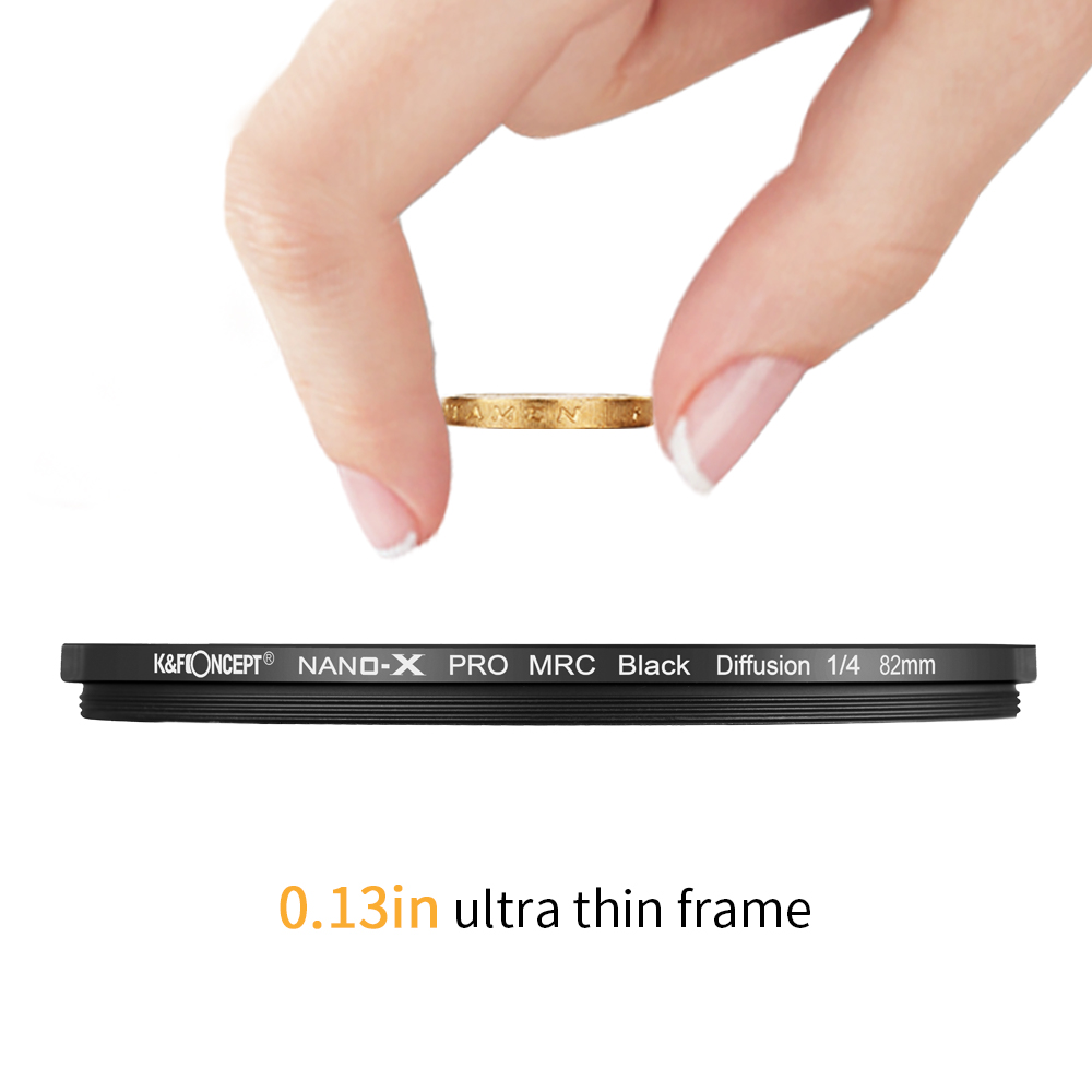 K&F Concept 1/4 Black Diffusion Filter Soft Light Lens Fliter Multiple Layer Nanometer Coating Ultra slim Frame Filters
