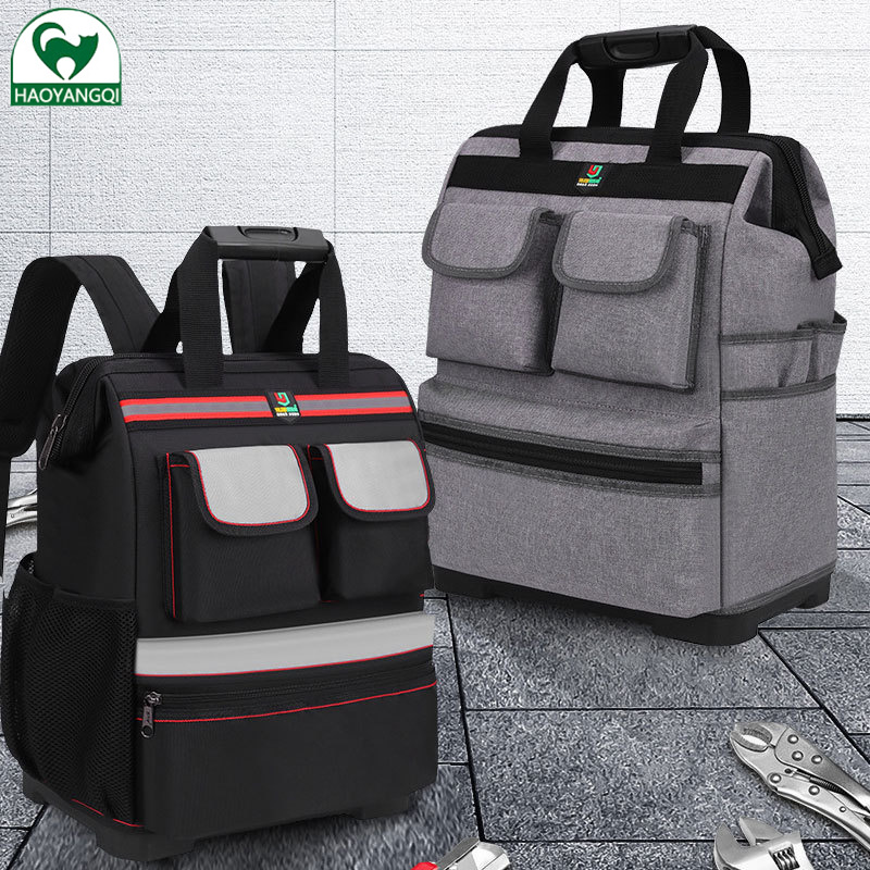 Plastic bottom double shoulder tool backpack large housekeeping service pack cleaning backpack Oxford cloth tool kit portable