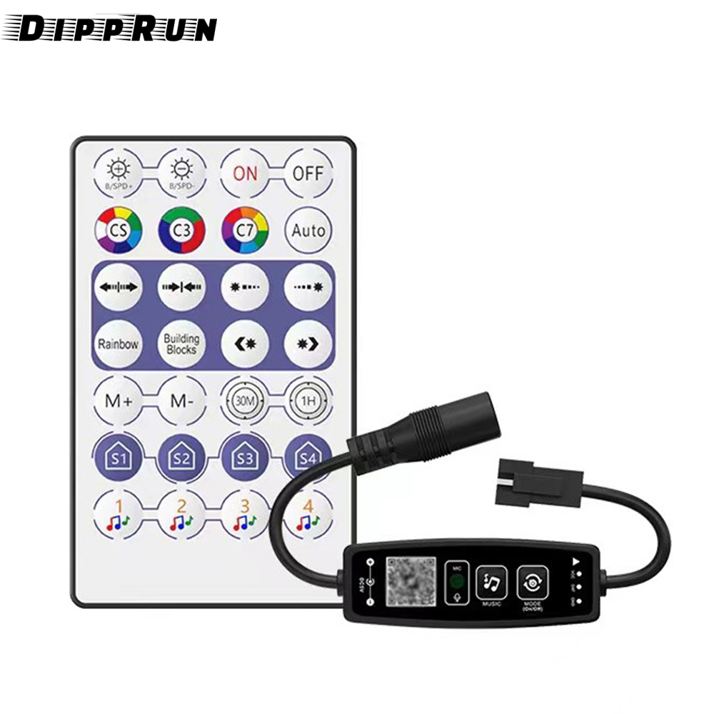 DIPPEUN DC 5~24V LED Controller RF Remote Wireless Controller For 2811 Dream Color Rainbow RGB LED Pixel Strip Panel Light