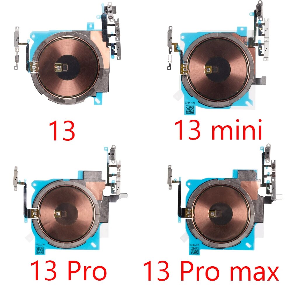 NFC Chip For iPhone X XR XS 11 12 13 Pro Max Wireless Charging Charger Panel Coil Sticker With Volume Button Flex Cable. 