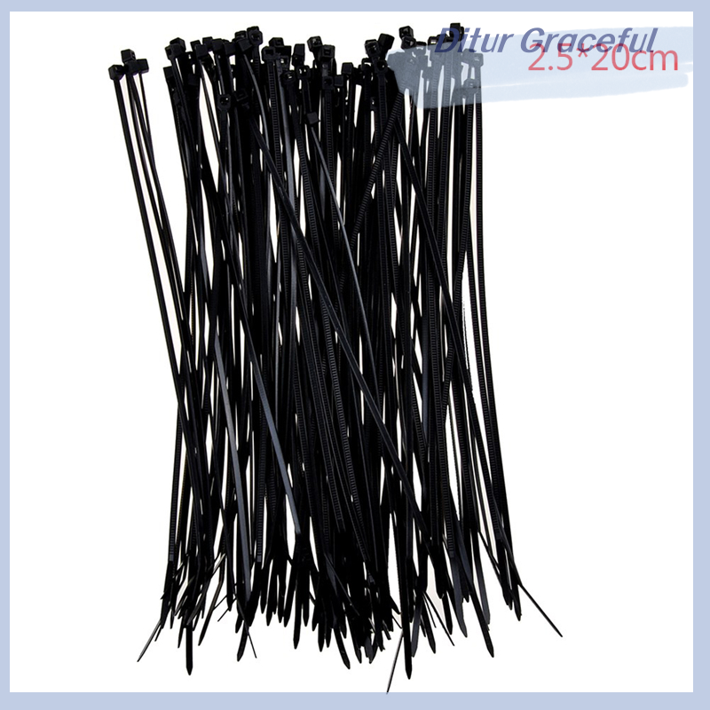 Ditur Chandrae 100pcs Fasten White Black Cable Wire Zip Ties Self Locking Nylon Cable Tie