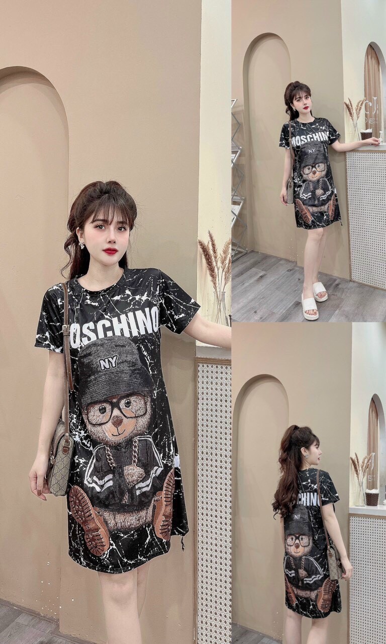 Đầm suông thun lạnh 3d hàng QC