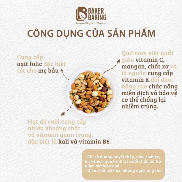 Hạt Ăn Liền MIXED NUTS PREMIUM Baker Baking Hạt dẻ, Hạnh Nhân, Óc Chó, Điều, Hạt Bí