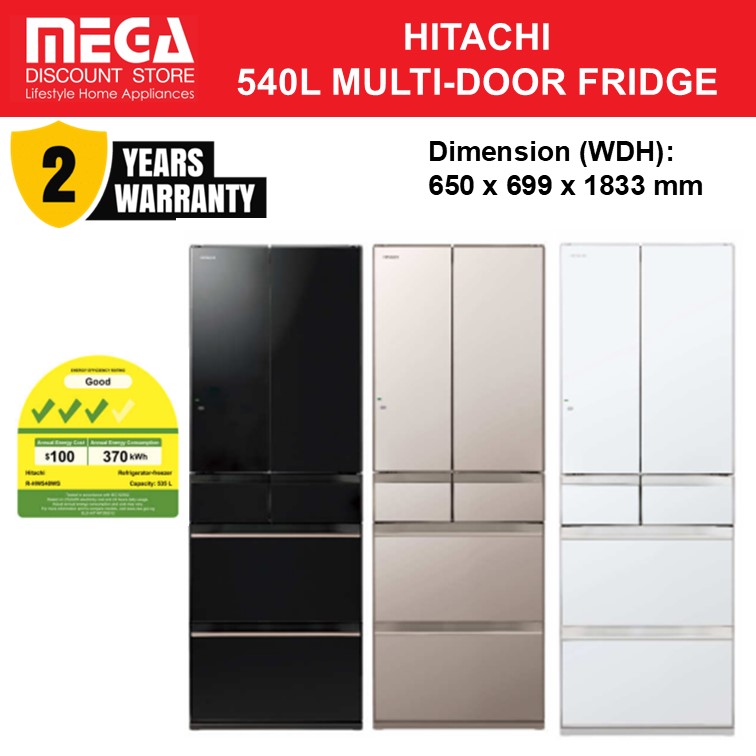 HITACHI R-HW540WS-XK | R-HW540WS-XW | R-HW540WS-XN 540L MULTI-DOOR