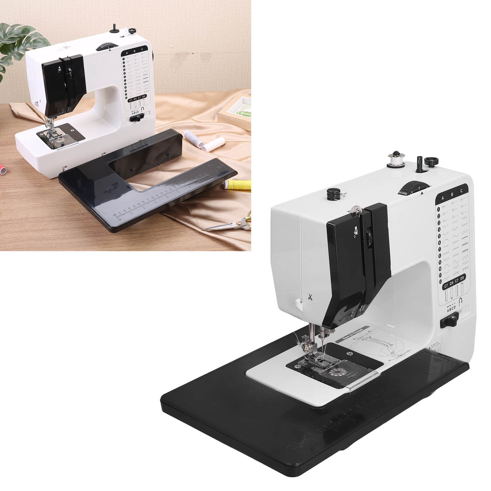 HTVRONT Mini Sewing Machine for Beginners - 38 Built-In Stitches Sewing Machine for Kids with Dual Speed, Reverse Sewing, Wide Table, Light, Easy to