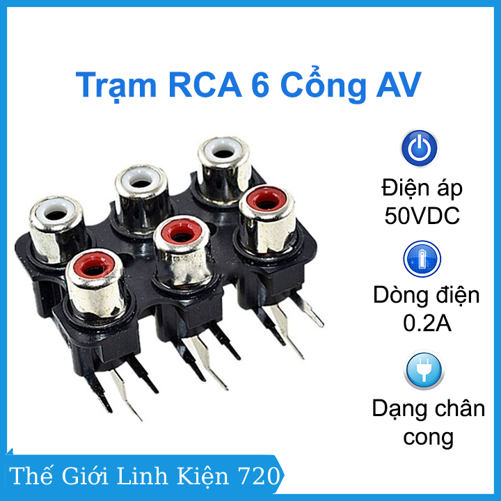 Trạm RCA 6 cổng AV chân cong kết nối tín hiệu loa, âm ly