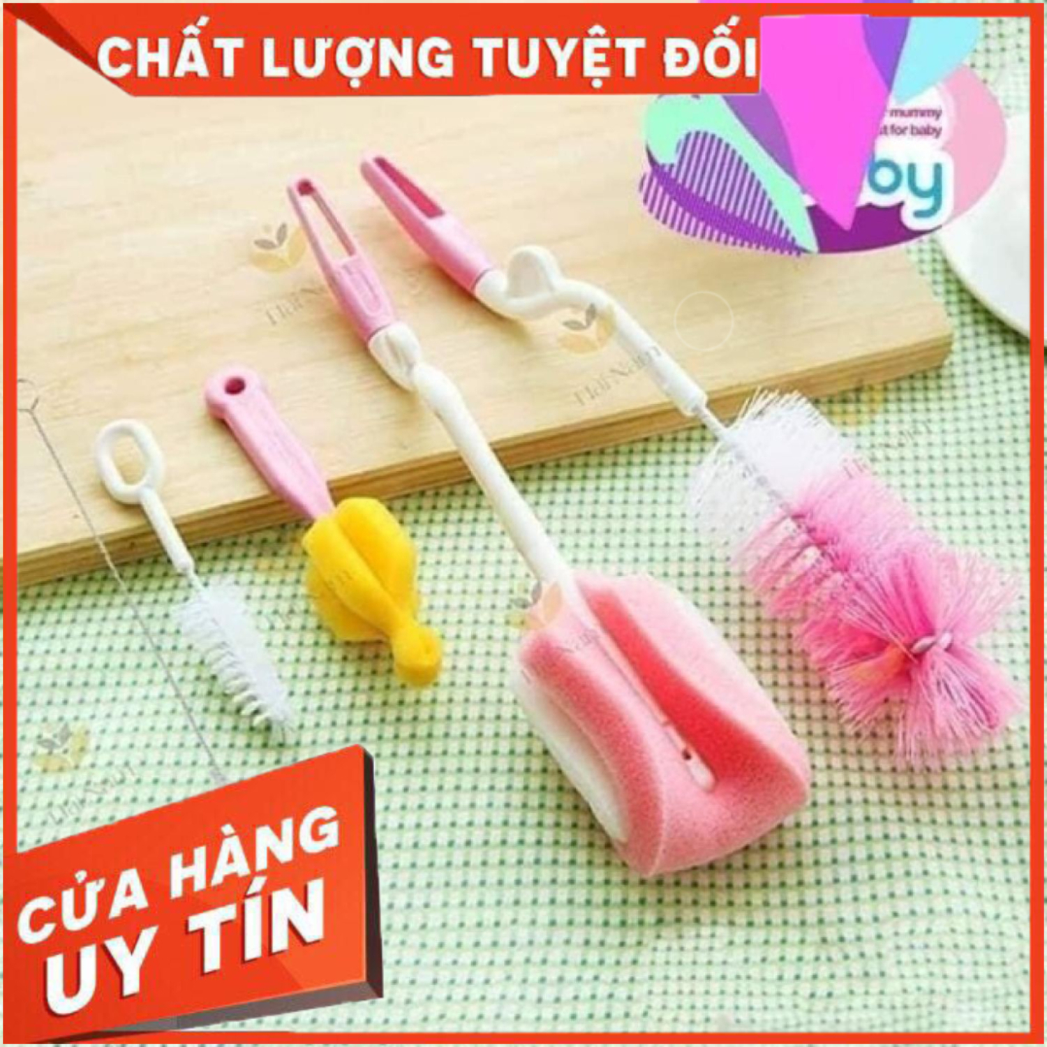 [GIÁ SỶ] BỘ CỌ RỬA BÌNH SỮA - NÚM TY - CỐC 4 chi tiết