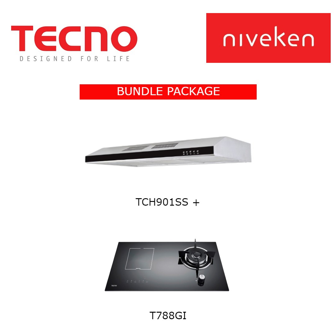 (Hood + Hob) Tecno TCH901SS / TCH 901SS Slim Line Designer Cooker Hood