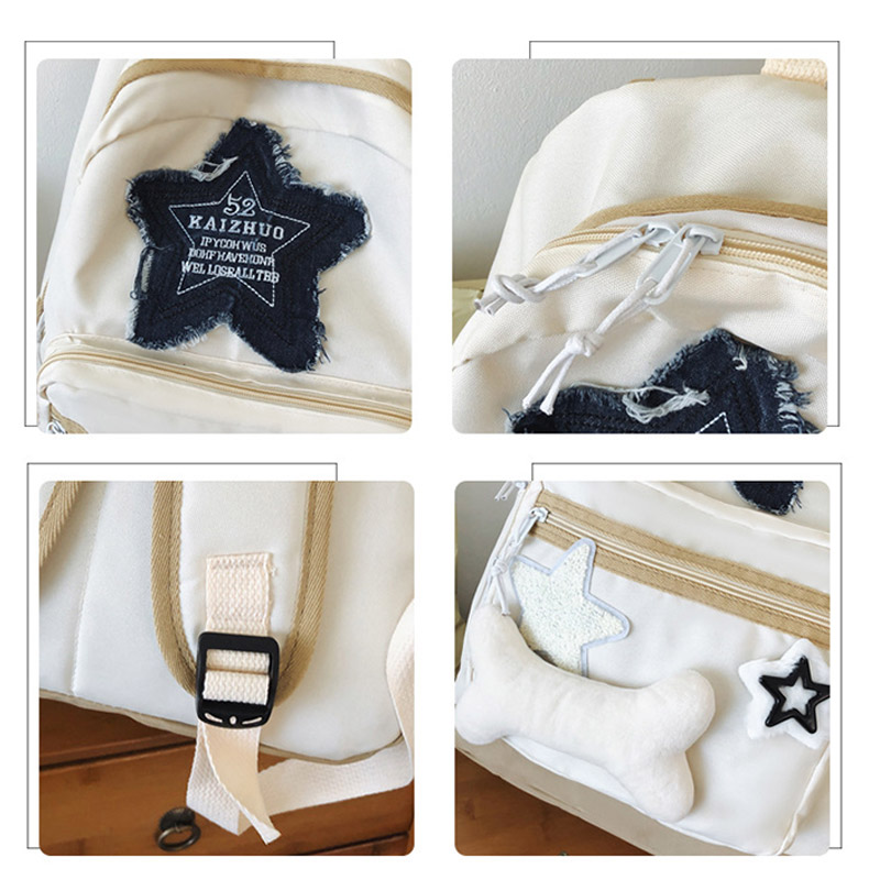 C&K Women's Backpack Star Patch Large Capacity Simple Versatile Backpack