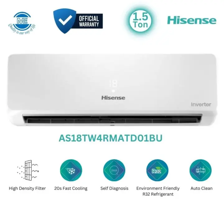 HISENSE 1.5 Ton Full DC Inverter AC With Self Diagnosis | AS18TW4RMATD01BU