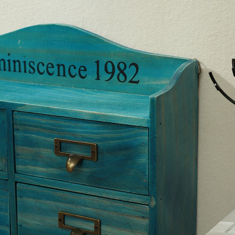 Solid wood Nordic style storage box Home entry storage rack Wholesale retro desktop storage box with drawer